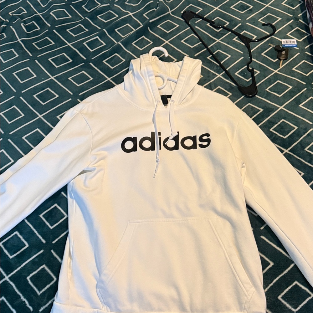 Adidas White Sweatshirt with Black Logo